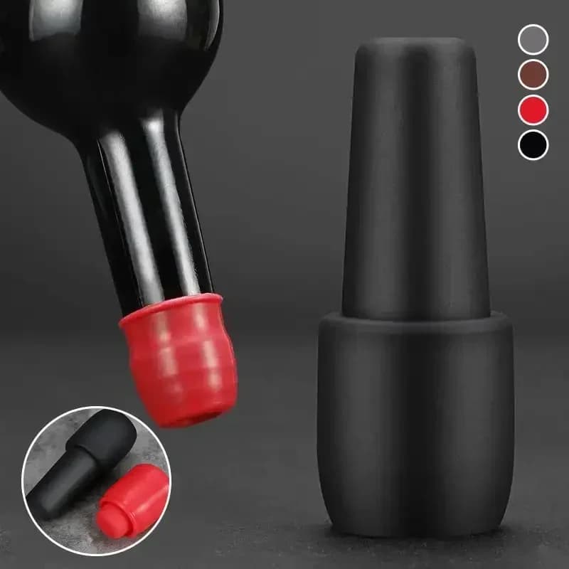 Nút đậy chai rượu vang đa năng bằng silicone mềm hai lớp gioăng kín kèm nắp