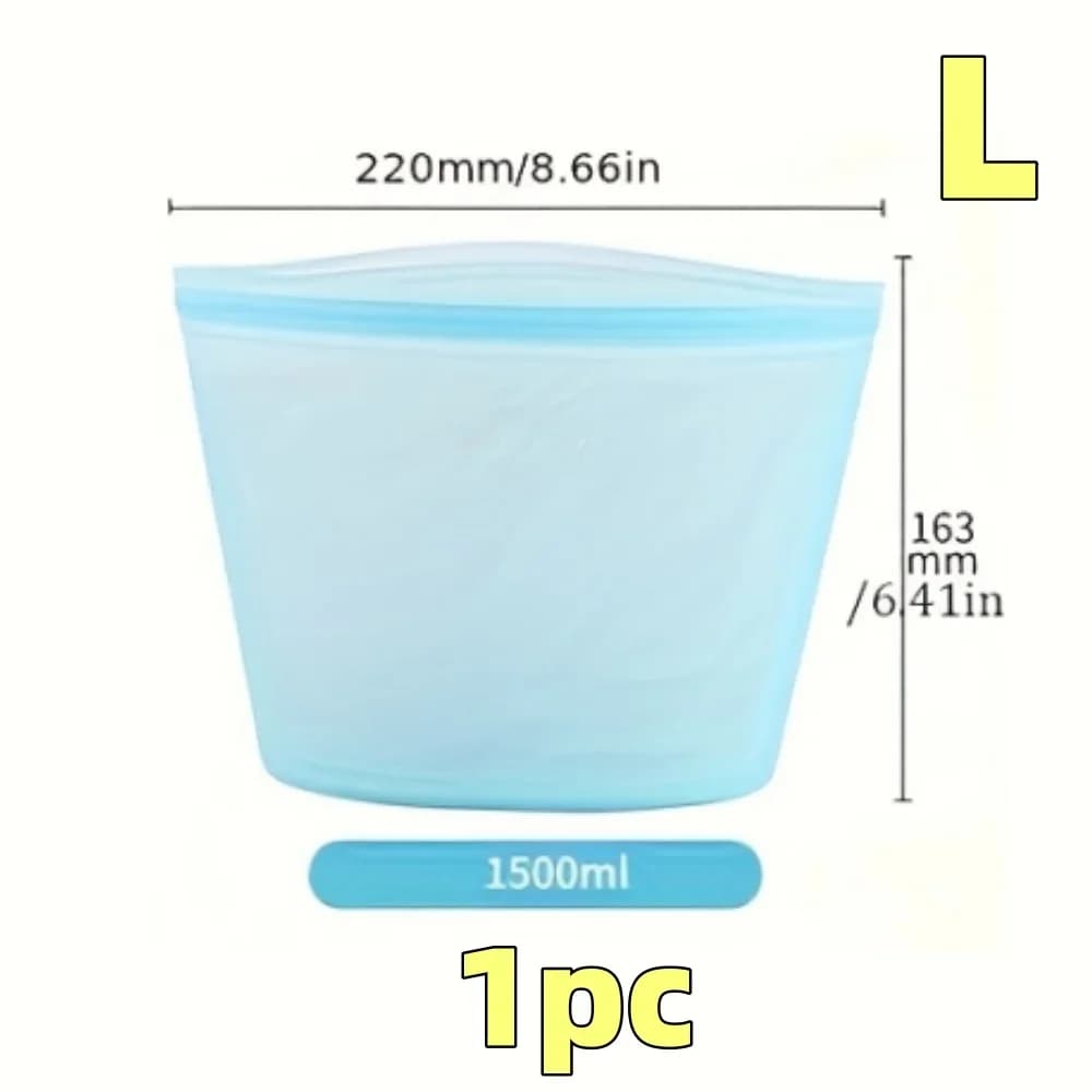 Set 1/3 Túi Silicon Đựng Thực Phẩm Ziplock Chống Rò Rỉ Bảo Quản Tủ Lạnh