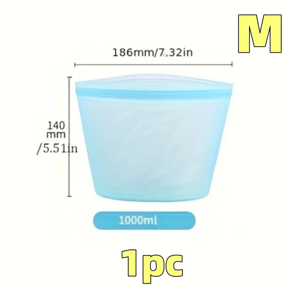 Set 1/3 Túi Silicon Đựng Thực Phẩm Ziplock Chống Rò Rỉ Bảo Quản Tủ Lạnh