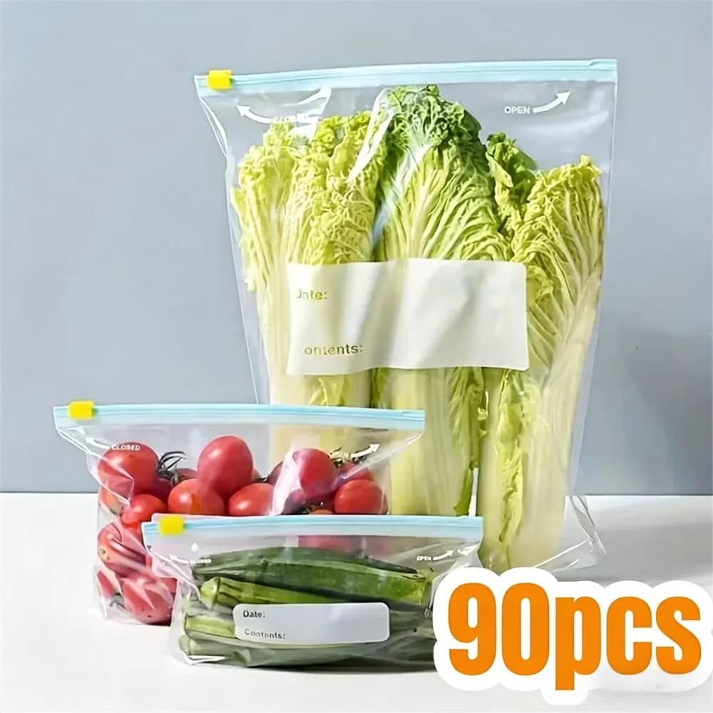 Set 10-90 túi zip bảo quản thực phẩm tươi sống chống rò rỉ trữ đông rau củ quả hạt thịt