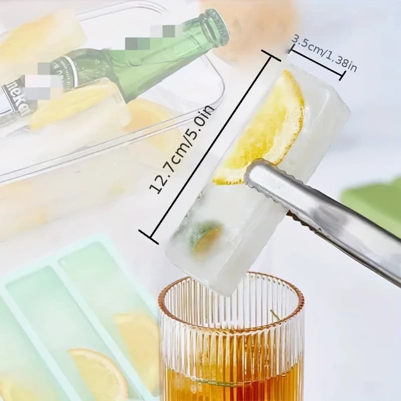 Bộ 1/4 khay làm đá que chữ nhật có nắp đậy xếp chồng tiện lợi cho bình nước