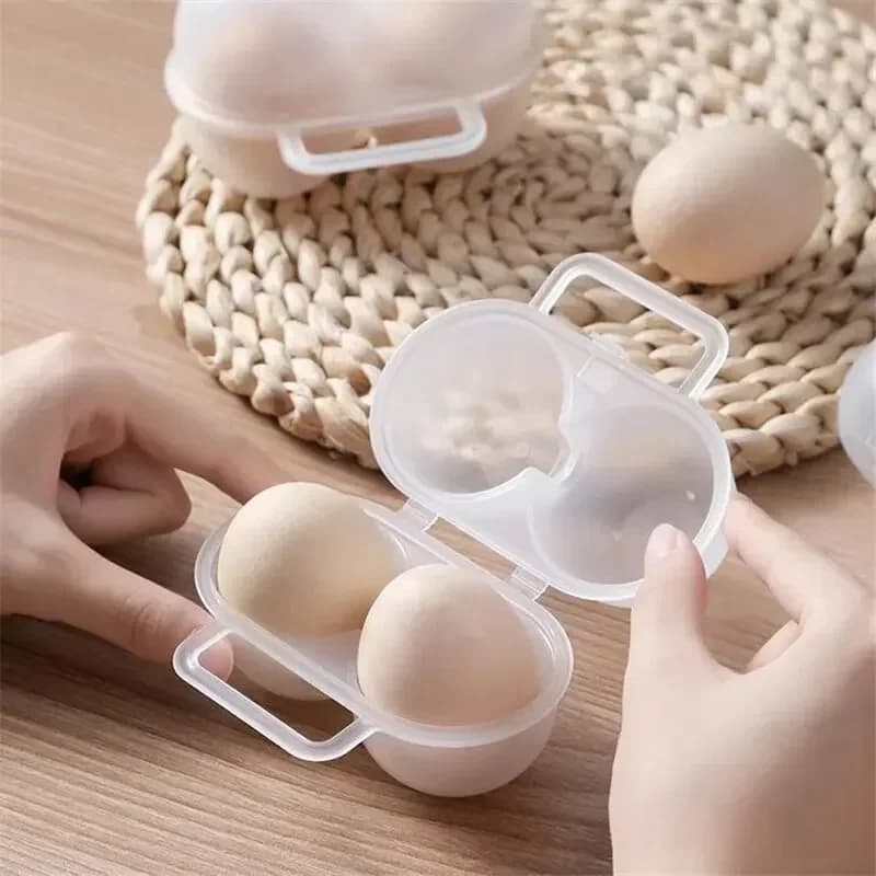 Hộp Đựng Trứng 2 Ngăn Di Động Bằng Nhựa Chống Sốc Chống Vỡ Dã Ngoại (1 Cái)