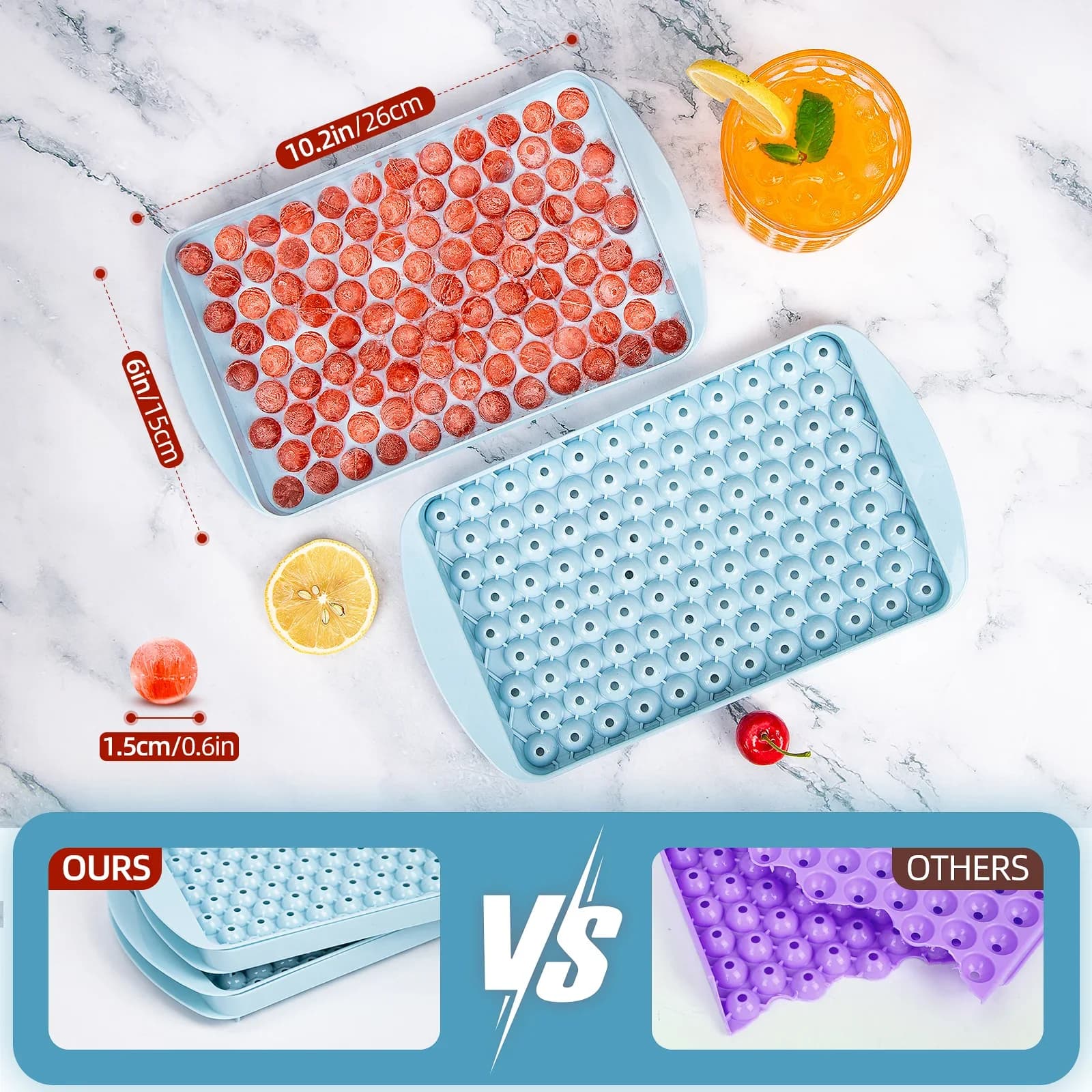 Khay làm đá viên tròn mini 104 ô tiện lợi cho quầy bar, cocktail, cà phê