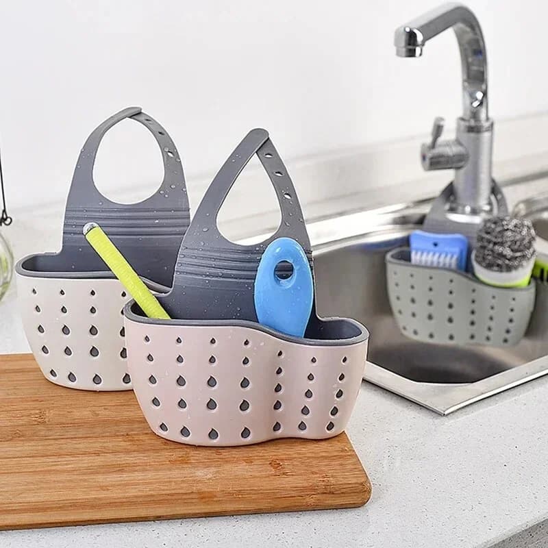 Giỏ Treo Bồn Rửa Chén Đựng Giẻ Rửa Bát & Xà Phòng Thoát Nước Tiện Lợi