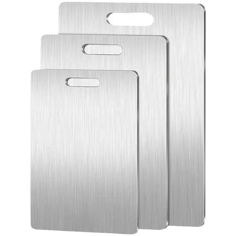 Bộ 3 thớt inox 2 mặt cao cấp - Thớt thái thịt, rau củ và nhào bột làm bếp
