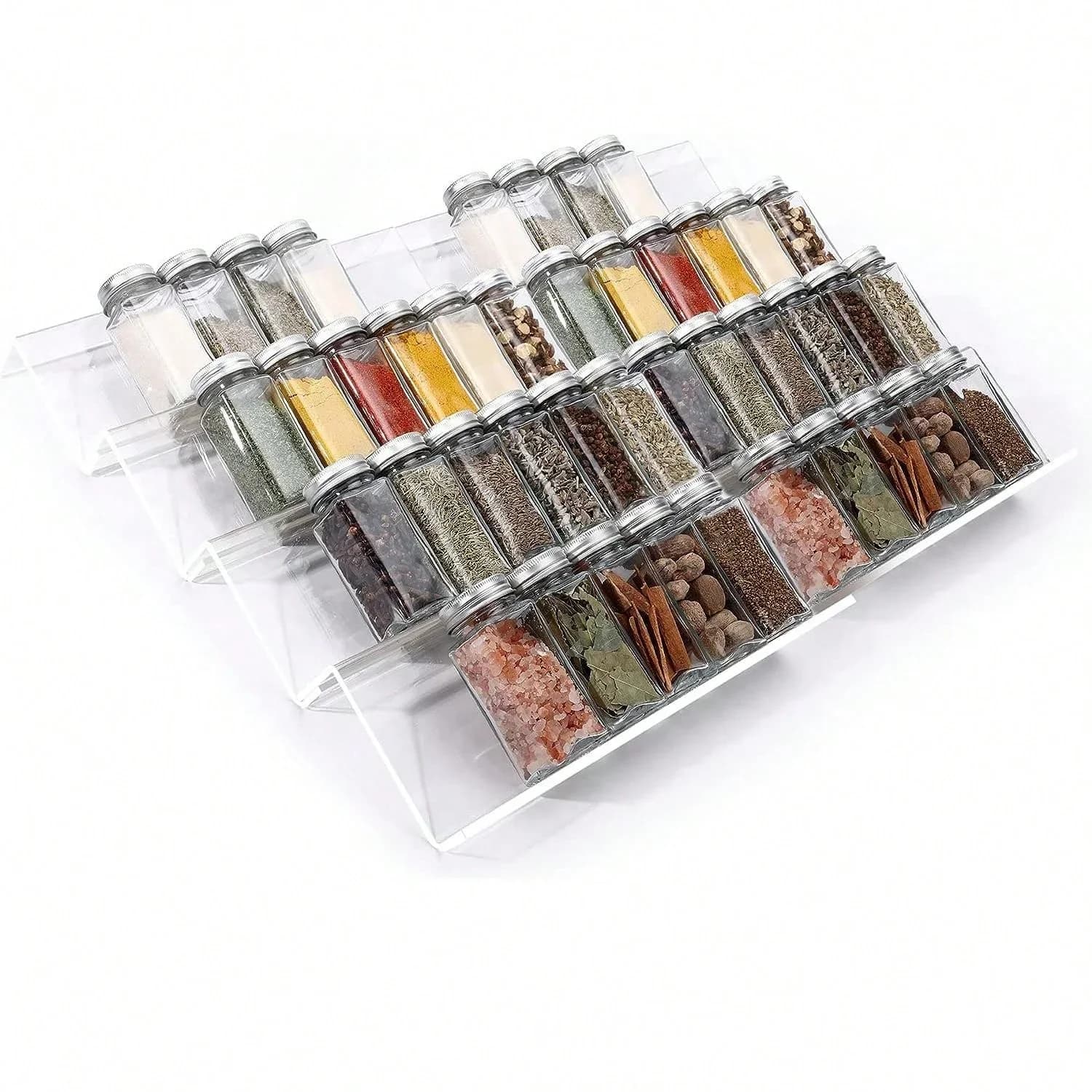 Khay để hũ gia vị ngăn kéo 4/2 tầng bằng acrylic - Kệ xếp gia vị tủ bếp tùy chỉnh tiện lợi