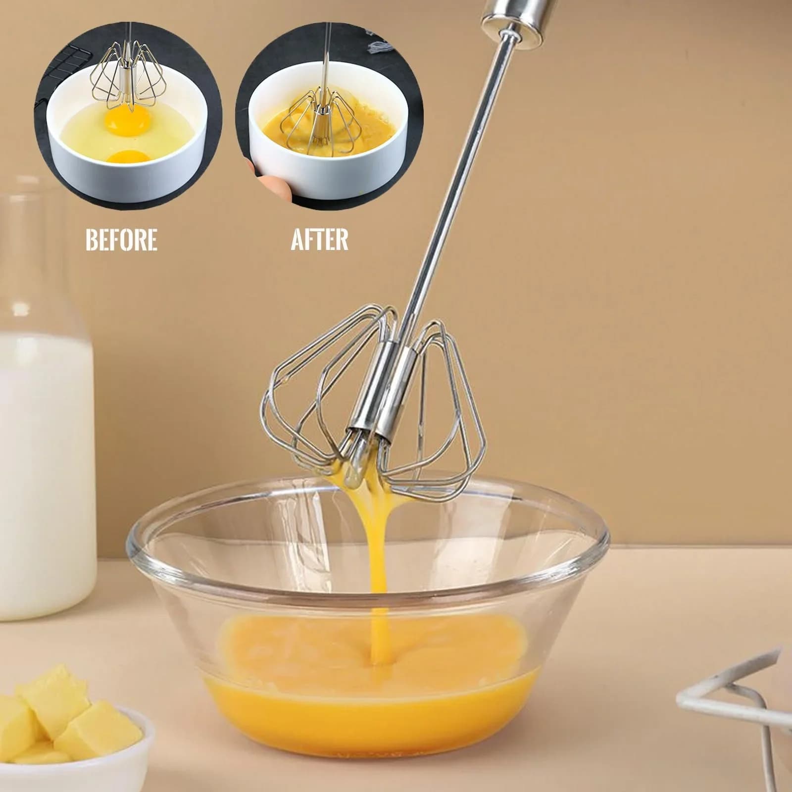 Cây Đánh Trứng Bán Tự Động Inox Dụng Cụ Đánh Bọt Kem Làm Bánh
